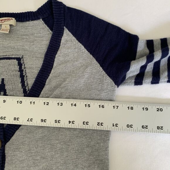 Arizona Cardigan Sweater Women S Gray Navy Varsity Monogram Letter A Academic - Picture 4 of 5